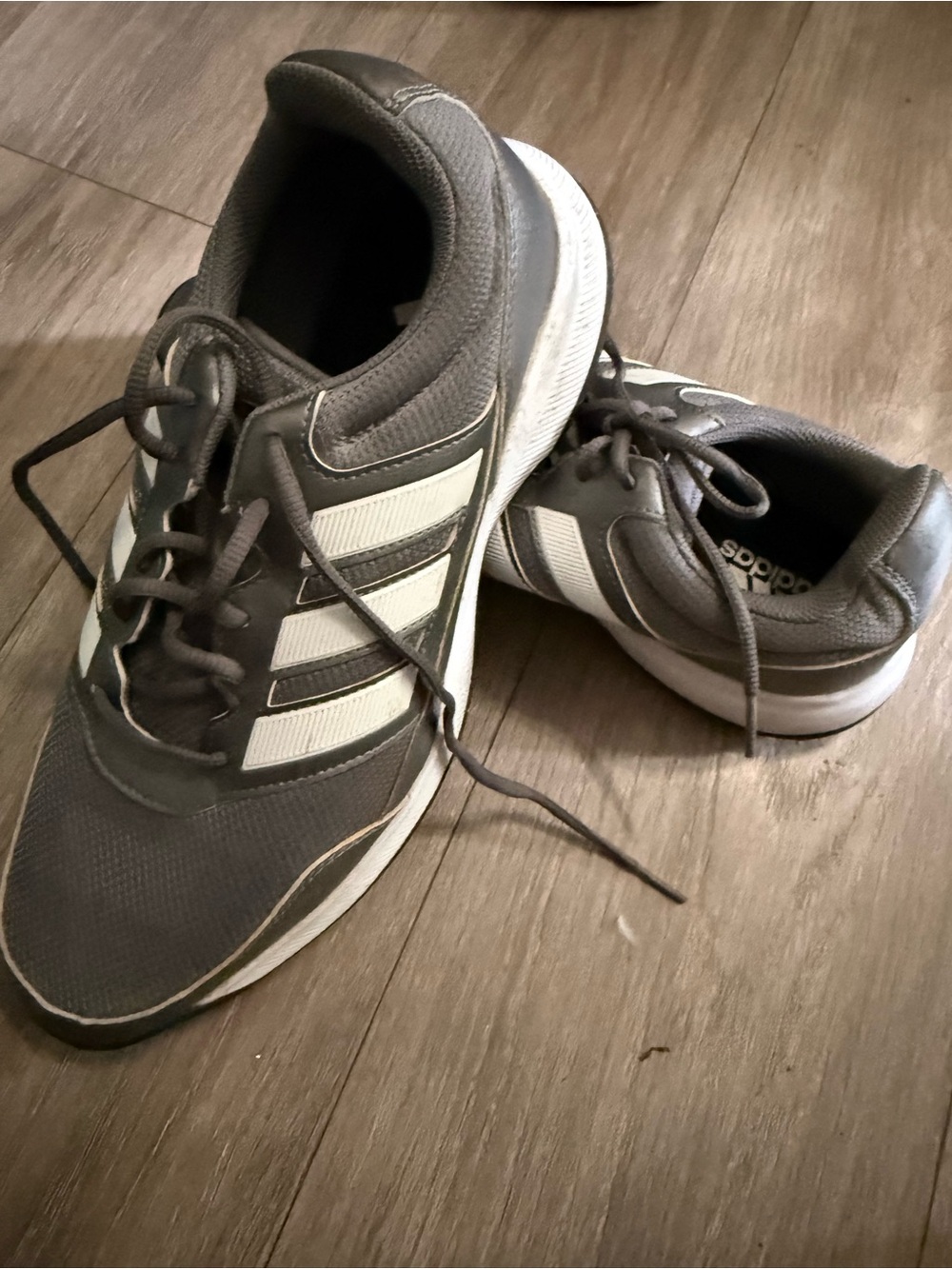 adidas Men's Gray Athletic Sneakers with White Three-Stripes